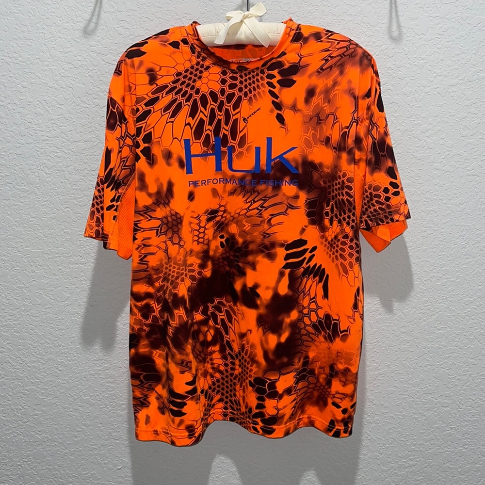 Huk Men’s Short Sleeve Orange Shirt